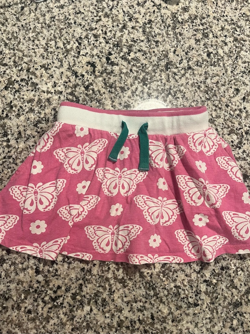 Mini Boden Pink and White Girls Skirt with Floral Motif